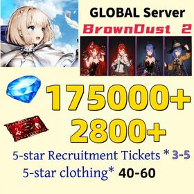 [GLOBAL]175000+ Diamonds +Esteemed Adventurer Eris +Respected Master Roxy+Your Very Own Cat Eris +Emerging Desire Roxy| Single draw coupon:2800+|5-star Recruitment Tickets *3|Five-star coupons*3-5 + random 40-60 five-star clothing+ 80-160 UR weapons|[Fast delivery]BrownDust 2 Account BDust 2