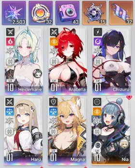 Global Lv10⭐️Starter 5SSR Arabella + Heidemarie + Chizuru + Haru + Magna + x2 Selector Combatant #CZ65