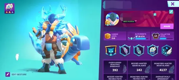MOCO CAREER LEVEL 218 HIGH COLLECTOR LEVEL 13 WEAPONS COLLECTED 13 COMPLETED